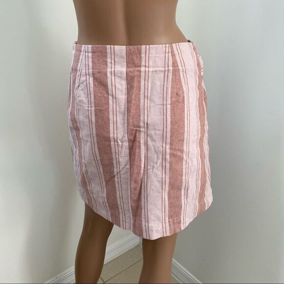 Free People Tuscan Sunrise Pink Striped Wrap Mini Skirt 6 - Picture 3 of 8